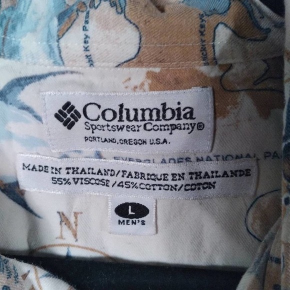Columbia Sportswear Map Fish Button Down Shirt Large - Picture 2 of 11